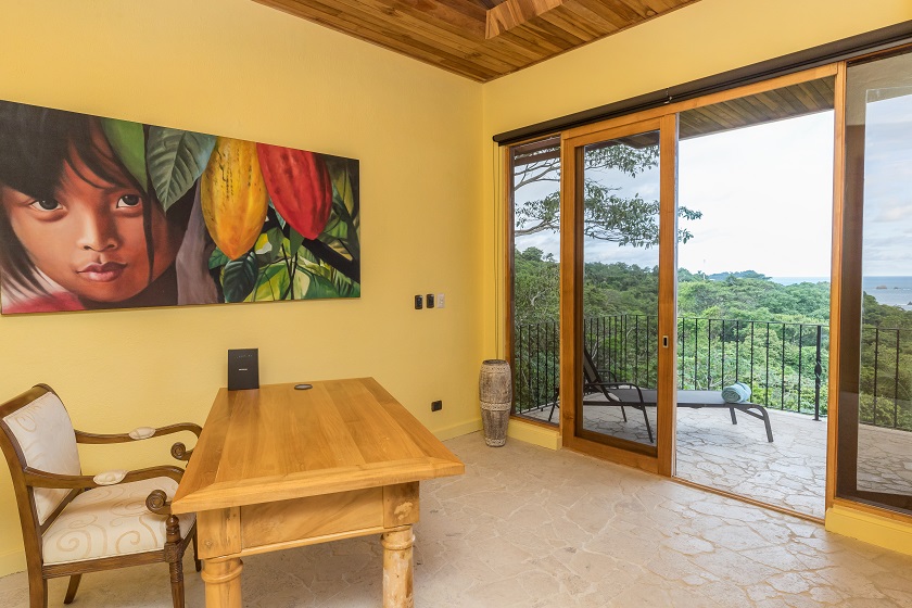 Office and BriBri Girl Painting - Casa Mogambo Luxury Vacation Rental Villa - Manuel Antonio Costa Rica