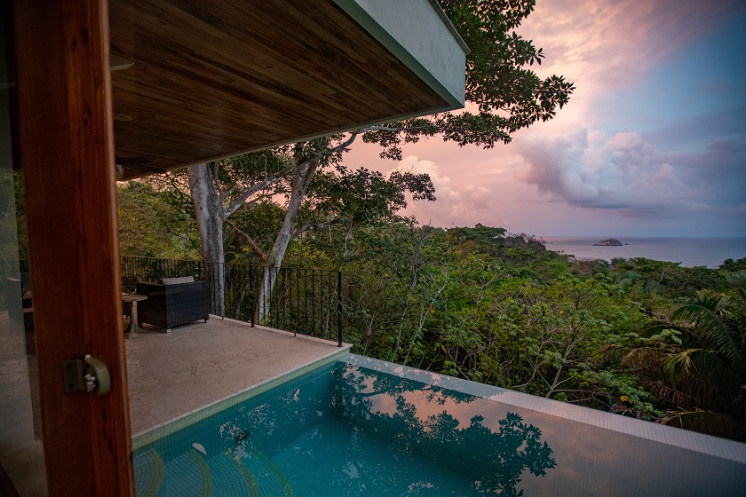 Infinity Pool Sunset Ocean View and Patio - Casa Mogambo Luxury Vacation Rental Villa - Manuel Antonio Costa Rica