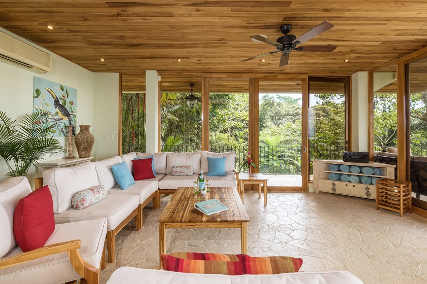 Living Room and Jungle Patio - Casa Mogambo Luxury Vacation Rental Villa - Manuel Antonio Costa Rica