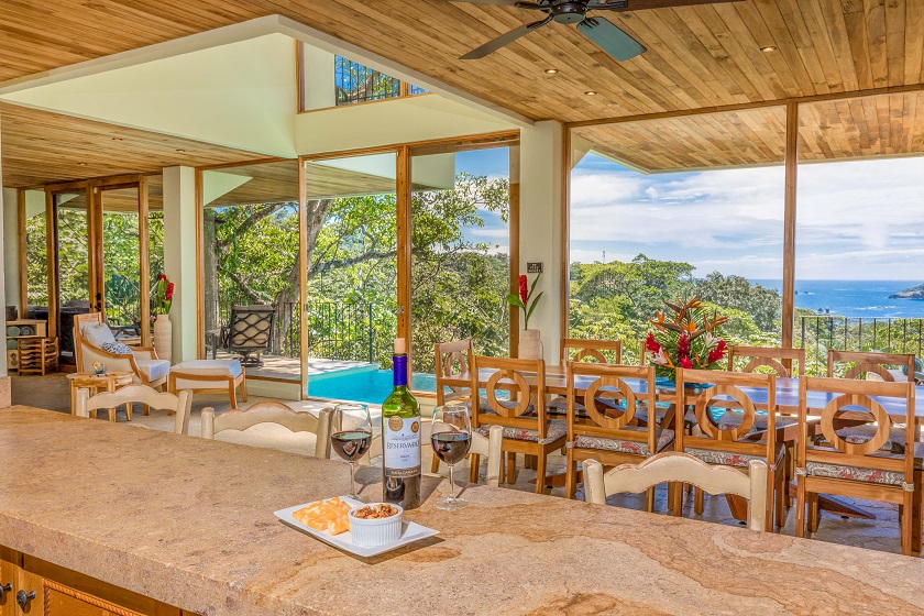 Bar with Wine Cheese and Ocean View - Casa Mogambo Luxury Vacation Rental Villa - Manuel Antonio Costa Rica